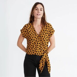 NWT Madewell Sash-Tie Wrap Top‎ in Painted Spots Size XS